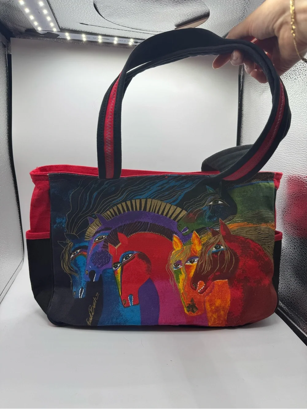 Wild Horses Of Fire Laurel Burch Medium Canvas Art Hobo Purse Tote Equine